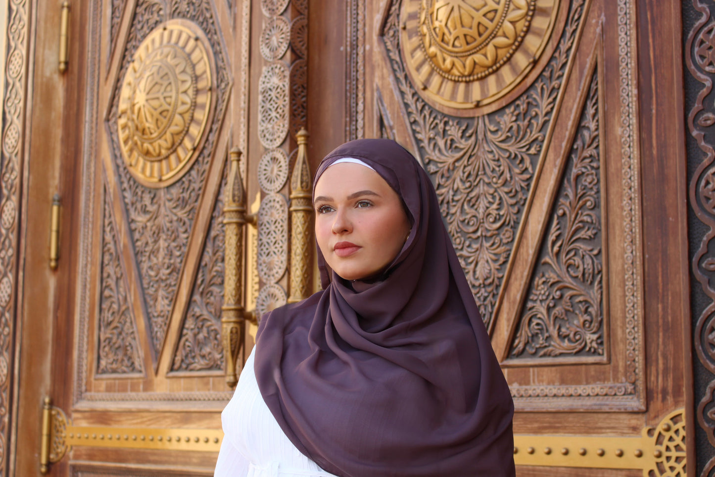 Mocha Chiffon Hijab - Plum Brown